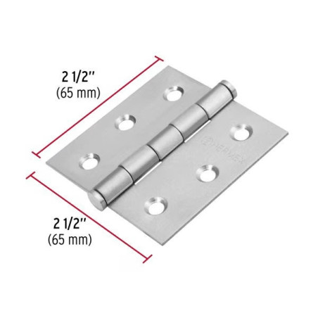 Bisagras cuadrada 2-1/2" Acero Inoxidable Capuchina CPlana 2mm Hermex 43226