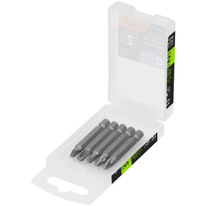 Juego de Puntas 5Piezas Pozidriv 2PZ1 2PZ2 1Z3 L2", para Desarmador Electrico o Manual, Truper 17799