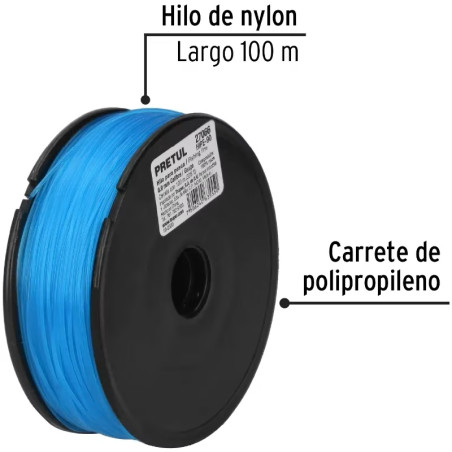 Hilo para Pesca 100m Calibre 0.9mm Tension 31.9kg, para Albañileria Pesca Plomeria, HIPE-90 27066 Truper