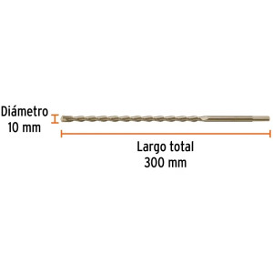 Brocas Concreto 10mm x 300mm ZP3 Ctungsteno Truper 102350