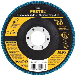 Discos Flap Discs Laminado 4 1/2" G60 Lija de Zirconia, DLP-2717 22351 Pretul