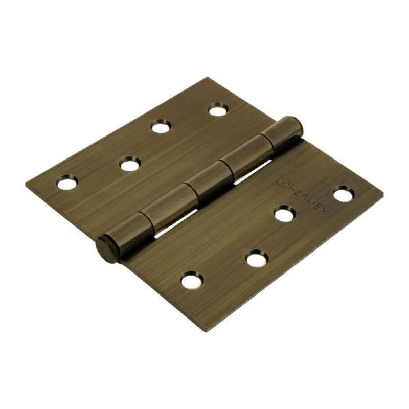 Bisagras cuadrada 4" Acero Antiguo x10u Capuchina CPlana 2.5mm Hermex 43253