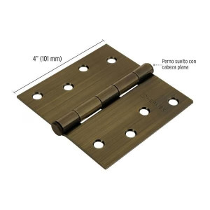 Bisagras cuadrada 4" Acero Antiguo x10u Capuchina CPlana 2.5mm Hermex 43253