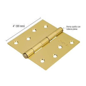 Bisagras cuadrada 4" Acero Dorado x10u Capuchina Cplana 2.5mm Hermex 43239