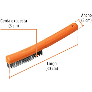 Cepillo con Cerdas de Acero al Carbono 51 Pinceles, Calibre 0.35mm, L 29.5cm A 2.7cm, CEA-18 11553 Truper