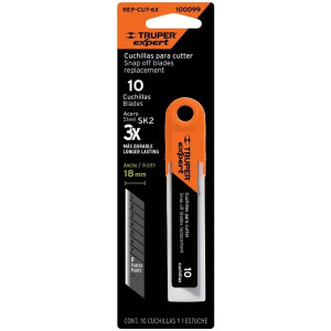 Cuchillas de repuesto 18mm 10u SK2 Navaja cutters 16976 16977 16974 22396 22405 Truper 100099