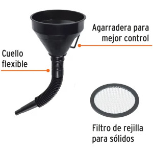 Embudo de Plastico 500ml Cuello Flexible con Agarradera, Truper 11207