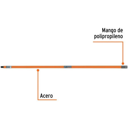 Extension de Acero Telescopica 1.2 Metros, para Rodillos, punta con rosca para ajustar rodillos y cepillos, EXTM-12 10547 Truper