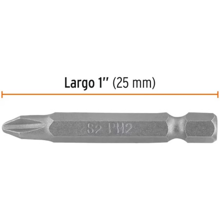 Puntas Phillips PH2 x 2" 5pzas Cruz para Desarmador Electrico o Manual, PUDE-1202 12147 Truper