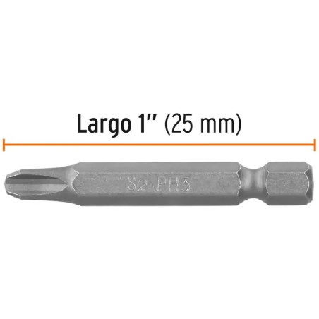 Puntas Phillips PH3 x 2" 5pzas Cruz para Desarmador Electrico o Manual, PUDE-1203 12147 Truper
