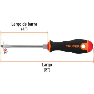 Desarmador Plano Bhex 1/4" x4" ComfortGrip Truper 13998