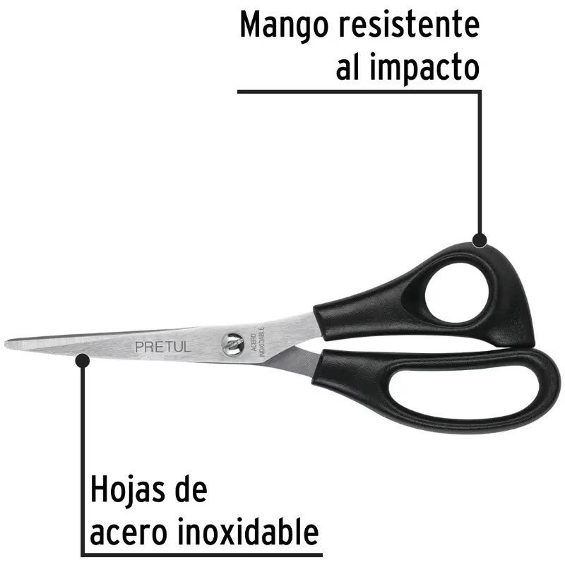 Tijera para casa y Oficina 7", en acero Inoxidable, TINOX-7R 23186 Pretul