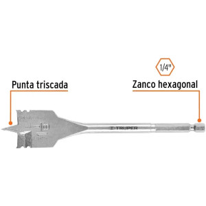 Broca Mecha Plana 1-1/8" x15cm Z1/4 Truper 11387