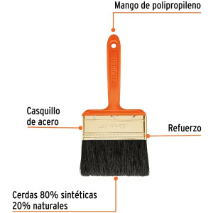 Brochas Profesionales 4" 55x16mm ResisteSolvente Truper 14486