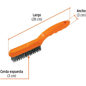 Cepillo con Cerdas de Acero al Carbono 64 Pinceles, Calibre 0.35mm, L 26.5cm A 3.2cm, CEA-54 11559 Truper