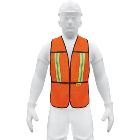 Chaleco de Seguridad Unitalla Naranja Cintas Dobles 3/4" Alta Visibilidad, CHS-200N 21025 Pretul