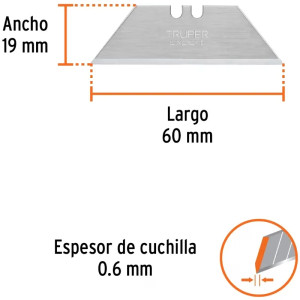 Cuchillas de Repuesto 19mm 10u Navaja Cutters 17027 16950 22400 100850 101101 Truper 100079