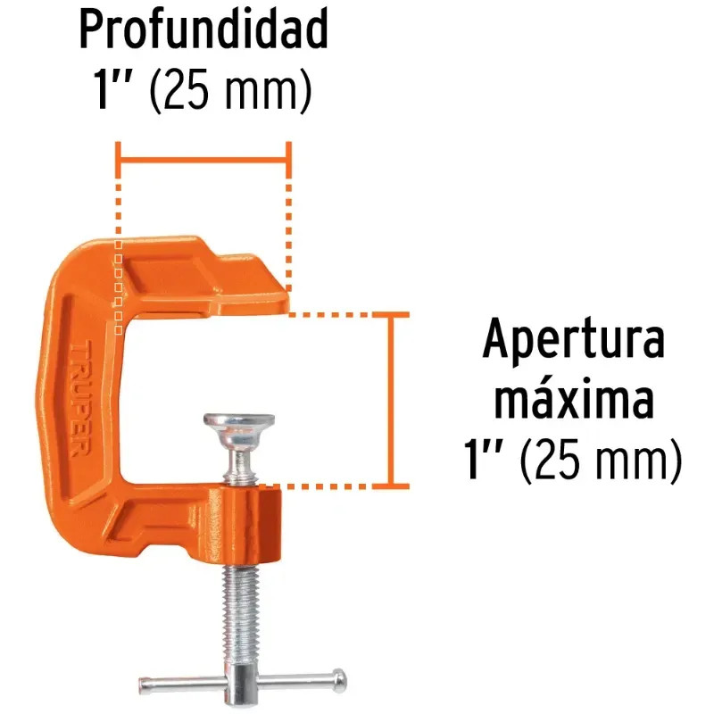 Prensa Mini de hierro Nodular 1", Manija deslizante en T, uso general, PNT-1 17658 Truper