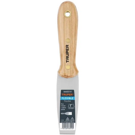 Espatula Flexible 1" Mango de Madera, acero alto carbono, Hoja Desbastada y Templada, ET-1F 14447 Truper