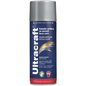 Pintura en Spray Ultracraft Cromo Metalico, 400ml, secado rapido libre de Plomo, PA-CR-U 40027 Truper