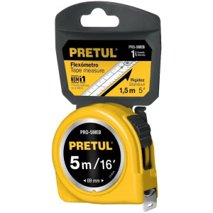 Wincha Flexometro Amarillo 5 Metros, carcasa ABS, PRO-5MEB 21606 Pretul