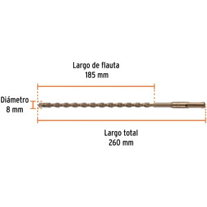 Brocas SDS Plus 8mm x260mm Concreto Truper 101195