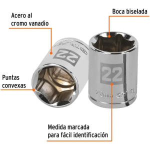 Dados 22mm E1/2 Hexagonales CrVanadio, Truper 13272
