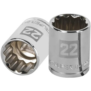 Dados 22mm E1/2 Poligonales CrVanadio, Truper 13536