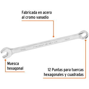 Llave Boca Mixta 9mm Combinada CrVanadio ELarga Truper 15613
