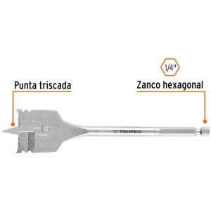 Broca Mecha Plana 1-1/4" x15cm Z1/4 Truper 11390