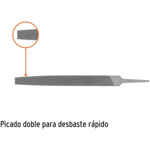 Limas Plana Bastardas 8", Ancho 3/4" Espesor 1/4", Sin Mango, para acabados de metales, LPB-8 15142 Truper