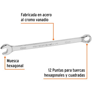 Llave Boca Mixta 10mm Combinada CrVanadio ELarga Truper 15614
