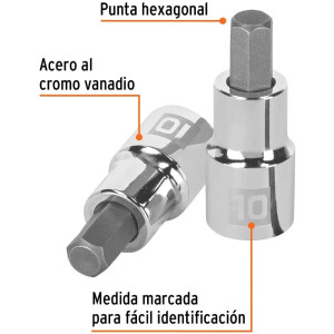 Dados de Punta Hexagonal 10mm E1/2, Truper 13283