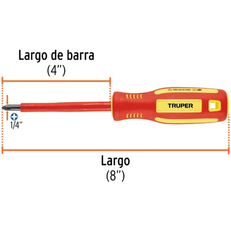 Desarmador Estrella 1/4" x4" Aislado 1000V Truper 102241