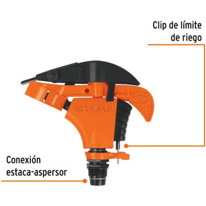 Aspersor Plastico Cabeza Sola, Entrada 1/2", Alcance 8.5m, Area 360, 50 PSI, Truper 10333
