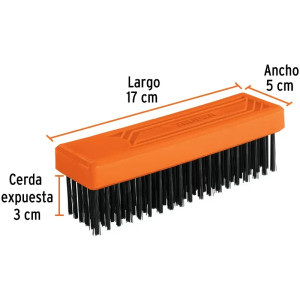 Cepillo con Cerdas de Acero al Carbono 114 Pinceles, Calibre 0.35mm, L 17cm A 4.9cm, CEA-36 11556 Truper