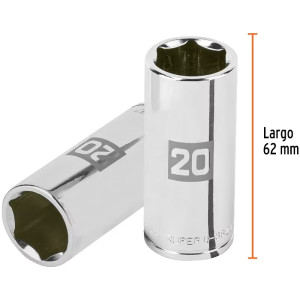 Dados 20mm E3/8 Tubulares Hexagonales CrVanadio, Truper 100995