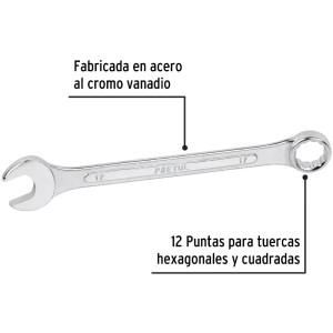 Llaves Boca 17mm Mixta Combinada CrVanadio Pretul 21911