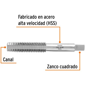 Machos 7/32" x32, 1Pieza, 3Canales Cuerda Fina, Acero de Alta Velocidad, MT-7/32X32 11420 Truper