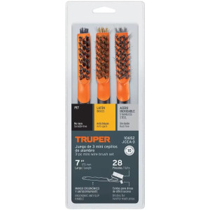 Cepillo con Cerdas de Acero al Carbono 28 Pinceles, Calibre 0.15mm, L 18cm A 1cm 3 Piezas, JCEA-3 10652 Truper