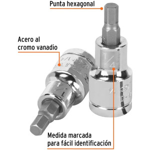 Dados de Punta Hexagonal 1/4" E1/2, Truper 13251