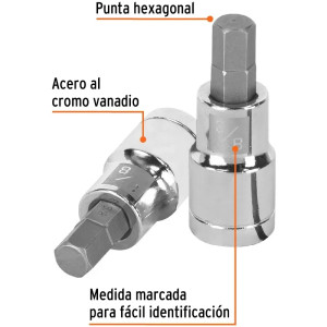 Dados de Punta Hexagonal 3/8" E1/2, Truper 13253