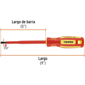 Desarmador Plano 7/32" x5" Aislado 1000V Truper 102242