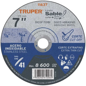Discos Corte Metal 7" x1.8mm Inox T41 Oxido Aluminio, ABT-877 11637 Truper