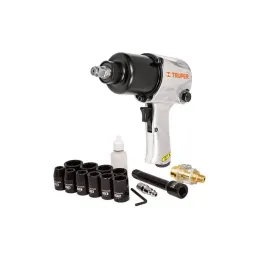 Llave Neumatica Pistola de Impacto 1/2" Industrial, Kit con Estuche Plastico carcasa en Aluminio, TPN-734H-2K 18281 Truper 327.