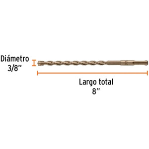 Brocas SDS Plus 3/8" x8" Concreto, Truper 101145