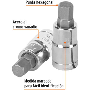Dados de Punta Hexagonal 7/16" E1/2, Truper 13254