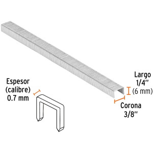 Grapas Corona 3/8" Calibre 22 L6mm Engrapadora Neumatica C5000u Truper 18282