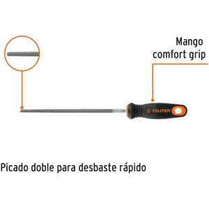 Limas Redonda Bastardas 8" Espesor 5/16", Mango Comfort Grip, LRB-8T 15316 Truper