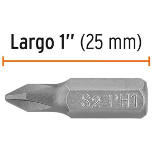 Puntas Phillips #1 x25mm, PH1 estuches con 15 piezas, Truper 100192